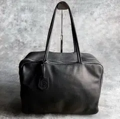 REN DUFFLE HALLIE スクエアダッフル ボストンバッグ レザー 黒