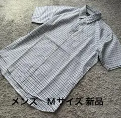 メンズ 青黒2色チェック半袖冷感シャツM新品