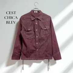 セシカシカブルー【L】シャツ デニム調 長袖 カジュアル g263