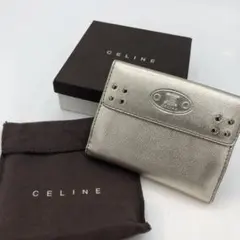【1259】未使用セリーヌ二つ折り財布ゴールドウォレット【金運アップ】