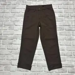 【ミセスジーナゴールド】クロップドパンツ 焦茶 麻混 レディース 春夏
