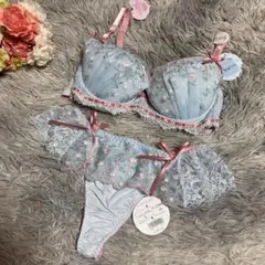 リリアージュココ ロリータブラジャー ブラ＆Tバックセット D75 L サックス