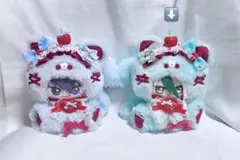 ハンドメイド 着ぐるみ 推し活 おすわりぬい服 黄緑 赤色 さくらんぼ d198
