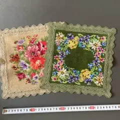 花柄刺繍ハンカチ2枚セット
