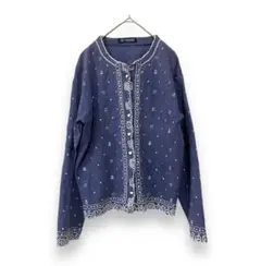 COOKTOWN カーディガン　レディース　長袖　レトロ　M 刺繍　ハート　綿混