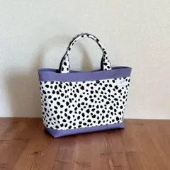 トートバック　ダルメシアン柄　パープルハンドメイド #418
