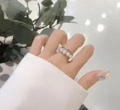 ゴールド ダブルライン バランスパール リング 5連 指輪