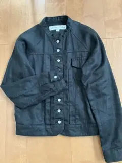 Si-Si-Si(スースースー) リネンバンドカラー ジャケット ブラック