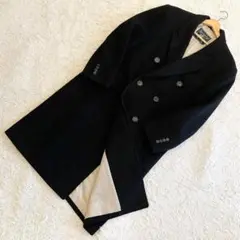 美品 バーバリー カシミヤウール ダブル チェスターコート オーバーサイズ 黒