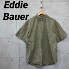 Eddie Bauer エディーバウアー 半袖シャツ チェック メンズ M 緑