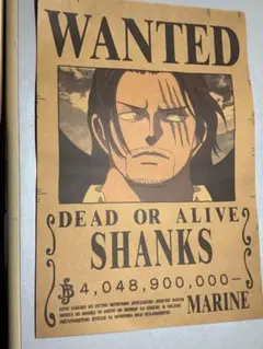 ワンピース　シャンクス　懸賞金 手配書 ONE PIECE ポスター