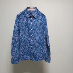 TALBOTS　タルボット　ペーズリーシャツ　ブルー