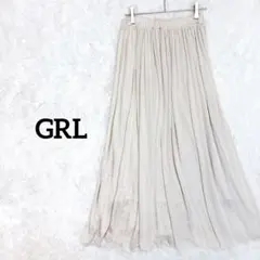 【グレイル】タグ付き未使用 ロングフレアスカート　Sシフォン生地　光沢アイボリー