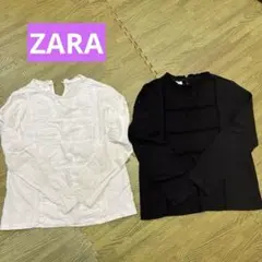 ZARA 長袖シャツ 2枚セット ホワイト・ブラック サイズ8