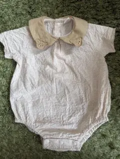 バースデイ Cottoli くま襟 チェック ロンパース 70サイズ