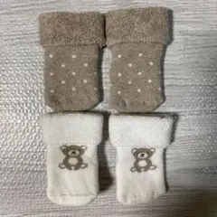 h &mのベビー靴下クマ刺繍　水玉セット