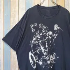 707☆半袖Tシャツ☆アベンジャーズ☆マーベル☆ヒーロー☆片面☆黒☆XXL