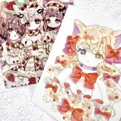 オリジナル手描きイラスト(透明水彩原画)アナログ 創作 デジタルイラスト付