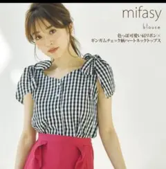 tocco closet 肩リボン ノースリーブ ギンガムチェック トップス