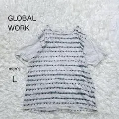【グローバルワーク】ヨット柄 ボーダーTシャツ 【L】半袖 ゆったり 綿100