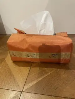 オレンジ色シルク風ナイロン製ティッシュボックス
