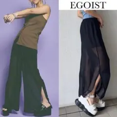 エゴイスト レイヤード シアー ワイド パンツ ブラック