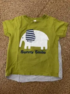 若草色 象プリント Sunny Smile Tシャツ