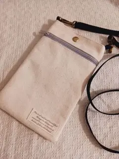 生成り帆布のスマホショルダーバッグ　サコッシュ
