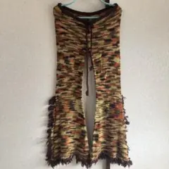 Y2K vintage ニットフレアパンツ　フリンジ