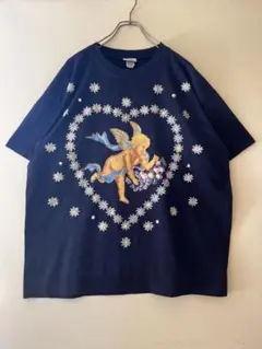 No.4373 US古着USA製 天使×花柄ビジューTシャツ ヴィンテージ