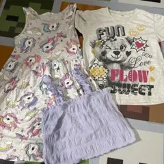 ユニコーンドレスとクマTシャツチュニックのセット
