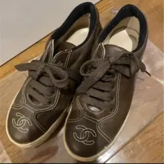 タイムセール❣️正規品購入❤︎シャネル❤︎レザースニーカー ココマーク