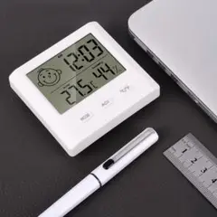 中国語表記 室温 健康管理 温度計 湿度計 デジタル 時計 白 温湿計 壁掛け