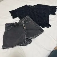 ZARA 黒 レース セットアップ サイズ128
