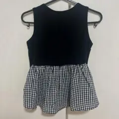 Bee des Bee☆黒・ギンガムチェック柄切り替えタンクトップ 130cm