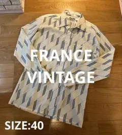 ⭐️フランスビンテージ⭐️ 70's Robby 総柄シャツ_SIZE40_ホワイト