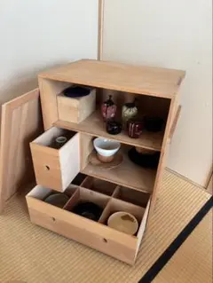【一点物】網代戸 置水屋 国産杉 茶箪笥 一点物】網代戸 置水屋 国産杉 茶箪笥