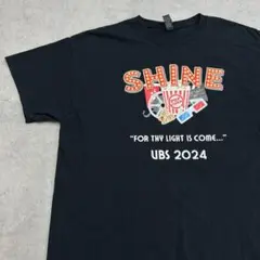 SHINE　UBS 2024　トップス　半袖　Tシャツ　古着　ブラック　黒　XL