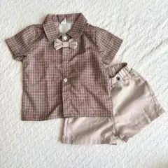 SHEIN チェック柄シャツとショートパンツ 12-18M