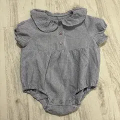 チェック柄 襟付きロンパース 80cm程度