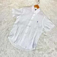 『POLO RALPH LAUREN』（S）リネン 半袖シャツ ブラウス