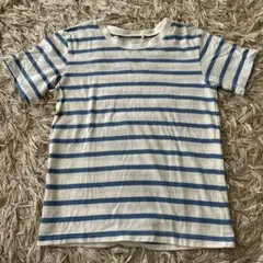 水色と白のストライプ Tシャツ 140cm