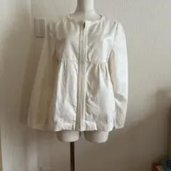Eddie Bauer ホワイト ノーカラージャケット PS