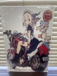 少女画像 バイクB ブリキ看板 レトロ 新品 アンティーク
