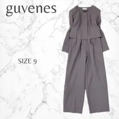 きれいめ　スタイルアップ　ノーカラージャケット　ワイドパンツ　セットアップ　M