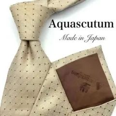 【美品】Aquascutum ネクタイ ベージュ ネイビー レッド 総柄 格子