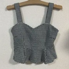チェック柄　ビスチェ　モノトーン　千鳥格子