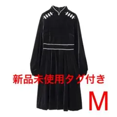 パメオポーズ Velor Mandarin Mini Dress ブラック