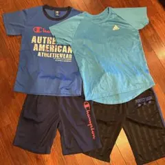 【4枚】Champion & Adidas Tシャツ2枚と短パン2枚セット