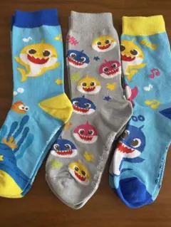 ピンキッツ ベイビーシャーク キッズ靴下 3足セット